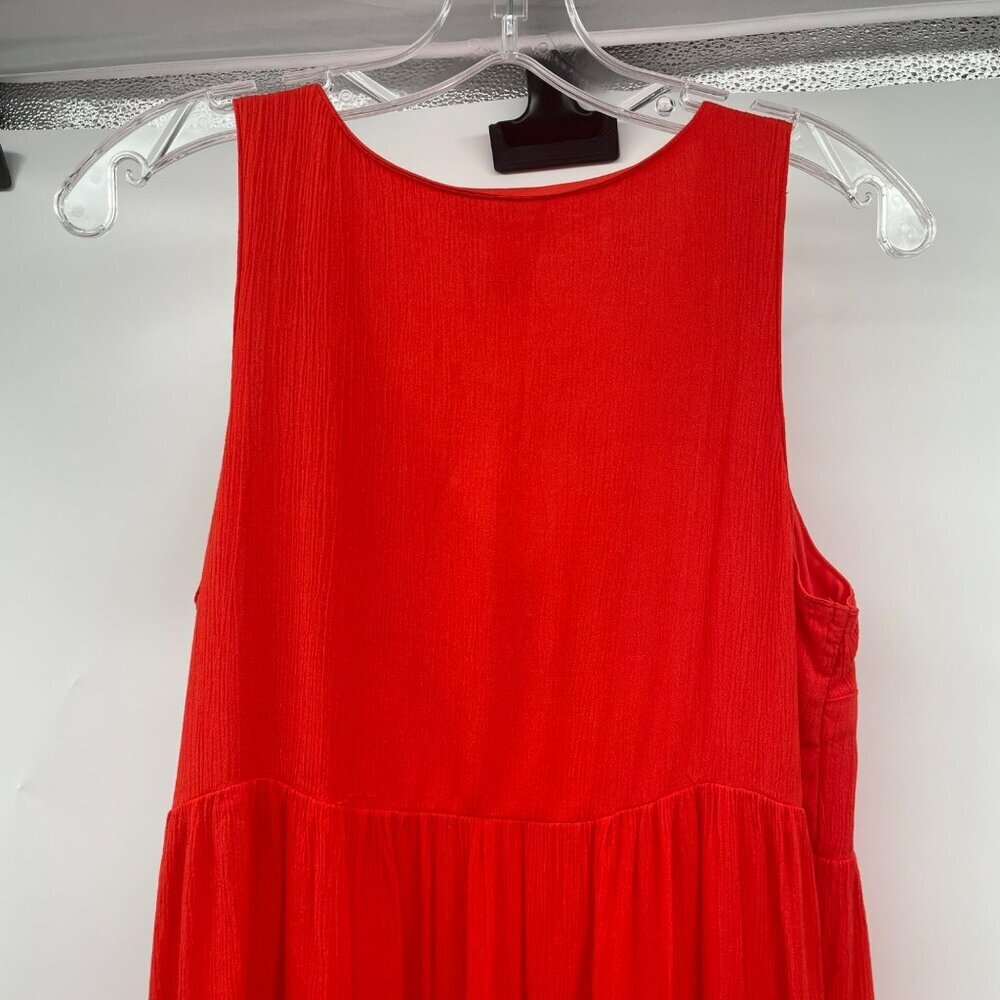 Japna Womens Sleeveless Shift Dress V-Neck Tiered Orange Size Medium - Picture 6 of 8